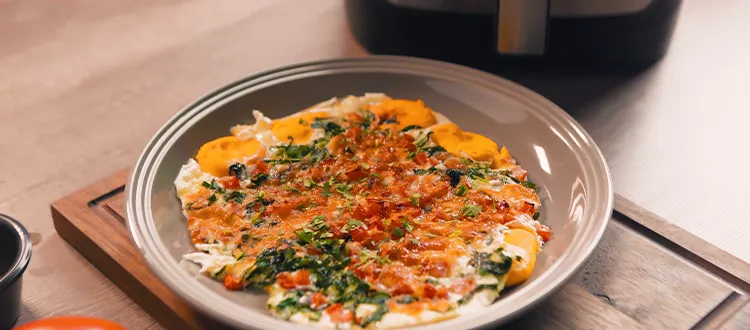 Omelette de huevo y verduras